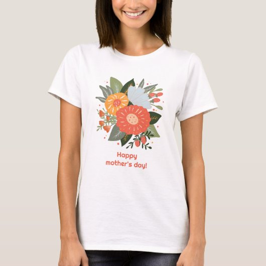 Gelukkig moederdag bloemenboeket t-shirt (Voorkant)