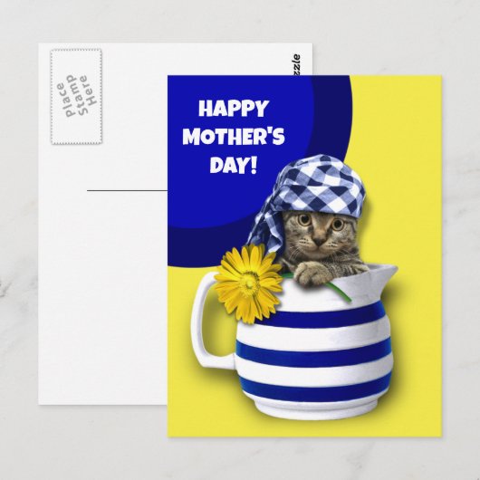 Gelukkig Moederdag. Cute Kitten Briefkaart (Voorkant / Achterkant)