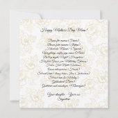 Gelukkig moederdag floral bouquet hart notitiekaartje (Achterkant)