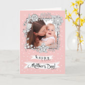 Gelukkig Moederdag. Floral Lijst - Aangepaste foto Kaart (Gele Bloem)