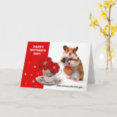 Gelukkig Moederdag. Funny Hamster Custom Kaart (Gele Bloem)
