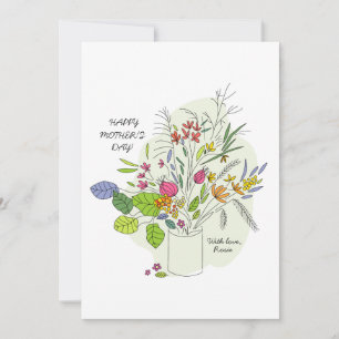 Gelukkig Moederdag handgetekende bloemrijke Vakant Feestdagenkaart