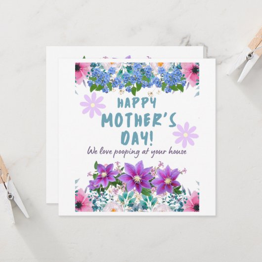 Gelukkig Moederdag houden we van pooppen in je hui Kaart (Voorkant / Achterkant in situ)