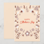 Gelukkig Moederdag Kaart, Bloemige Moederdag Kaart (Voorkant / Achterkant)