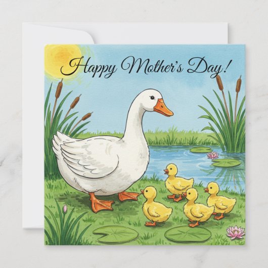 Gelukkig Moederdag Kaart - Mama Gans (Voorkant)