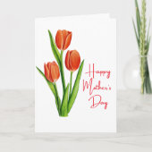 Gelukkig Moederdag kaart met rode tulpen (Voorkant)