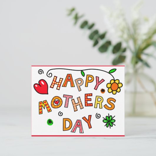 Gelukkig Moederdag, kleurrijk ontwerp, Briefkaart (Staand voorkant)