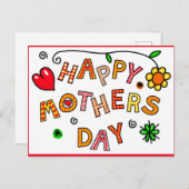 Gelukkig Moederdag, kleurrijk ontwerp, Briefkaart (Voorkant / Achterkant)