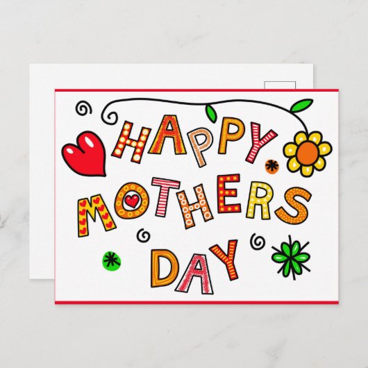 Gelukkig Moederdag, kleurrijk ontwerp, Briefkaart (Voorkant / Achterkant)
