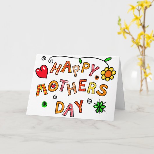 Gelukkig Moederdag, kleurrijk ontwerp, Kaart (Gele Bloem)