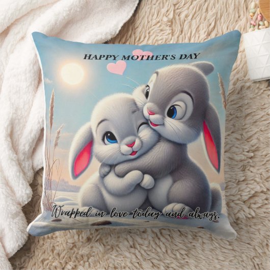 Gelukkig Moederdag Knuffelkonijn Sierkussen (Deken)