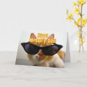 Gelukkig Moederdag - Koele Kat in Zonnebril Kaart (Gele Bloem)
