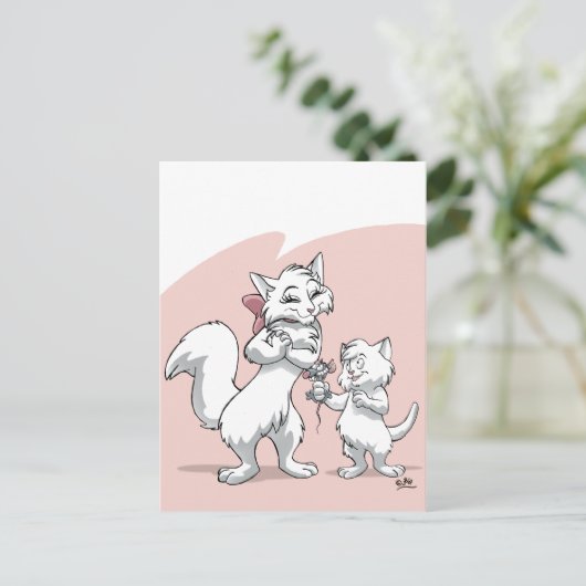 Gelukkig Moederdag! Mam kat en kitten Briefkaart (Staand voorkant)