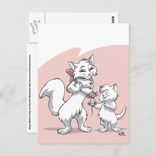 Gelukkig Moederdag! Mam kat en kitten Briefkaart (Voorkant / Achterkant)