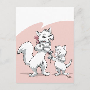 Gelukkig Moederdag! Mam kat en kitten Briefkaart
