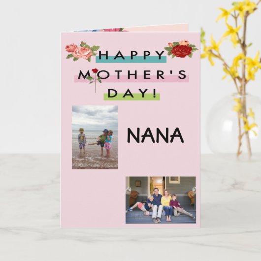 Gelukkig Moederdag Nana! Kaart (Gele Bloem)