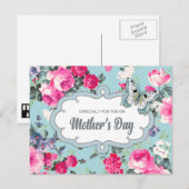 Gelukkig Moederdag. Oud Roos schilderen Briefkaart (Voorkant / Achterkant)