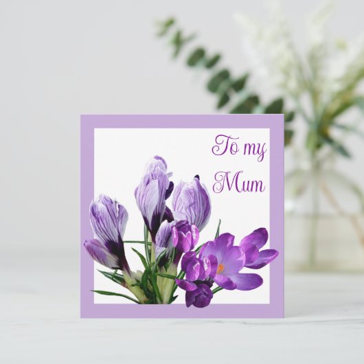 Gelukkig Moederdag paarse bloemenheldere kleurrijk Kaart (Staand voorkant)