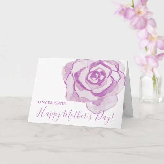 Gelukkig Moederdag! | PAARSE WATERVERF ROOS KAART (Orchidee)