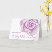 Gelukkig Moederdag! | PAARSE WATERVERF ROOS KAART (Gele Bloem)