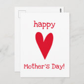 Gelukkig Moederdag! Red Heart Briefkaart (Voorkant / Achterkant)