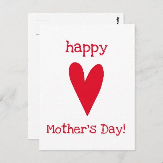 Gelukkig Moederdag! Red Heart Briefkaart (Voorkant / Achterkant)