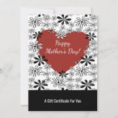 Gelukkig Moederdag Rode Hart Cadeaubon (Voorkant)