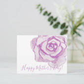 Gelukkig Moederdag! | ROOS PAARSE WATERVERF Briefkaart (Staand voorkant)