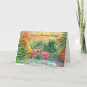 Gelukkig Moederdag! Roze Flamingo's Kaart (Voorkant)
