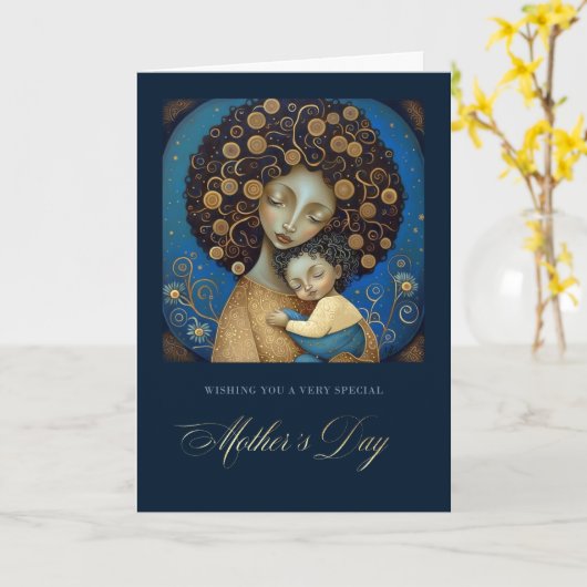 Gelukkig Moederdag. Schilderen van moeder en kind Kaart (Gele Bloem)