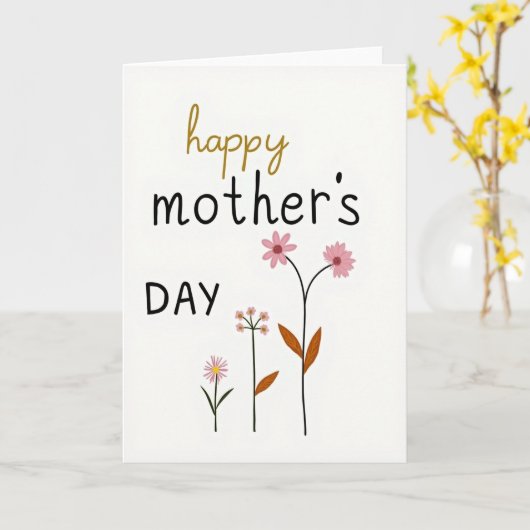 Gelukkig Moederdag Script Kaart (Gele Bloem)