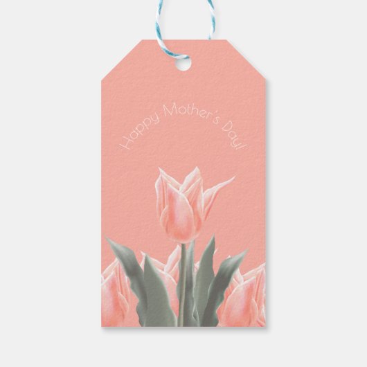 Gelukkig Moederdag! Stijlvolle Tulps Flowers Cadeaulabel (Achterkant)