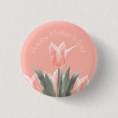 Gelukkig Moederdag! Stijlvolle Tulps Flowers Ronde Button 3,2 Cm (Voorkant)