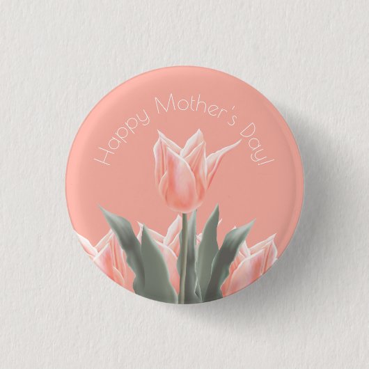 Gelukkig Moederdag! Stijlvolle Tulps Flowers Ronde Button 3,2 Cm (Voorkant)