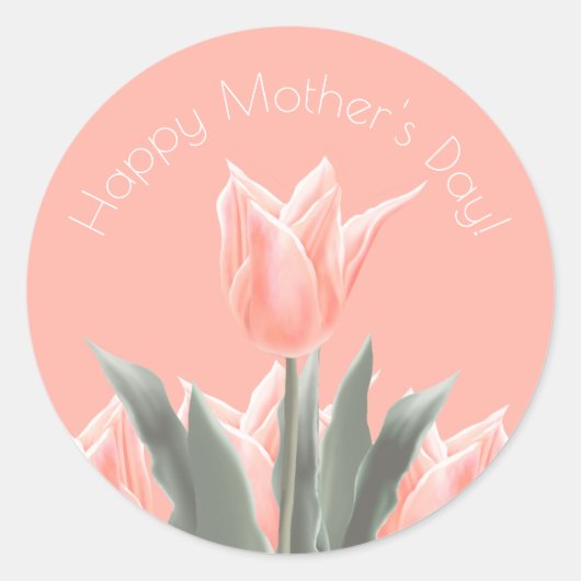 Gelukkig Moederdag! Stijlvolle Tulps Flowers Ronde Sticker (Voorkant)