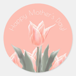 Gelukkig Moederdag! Stijlvolle Tulps Flowers Ronde Sticker