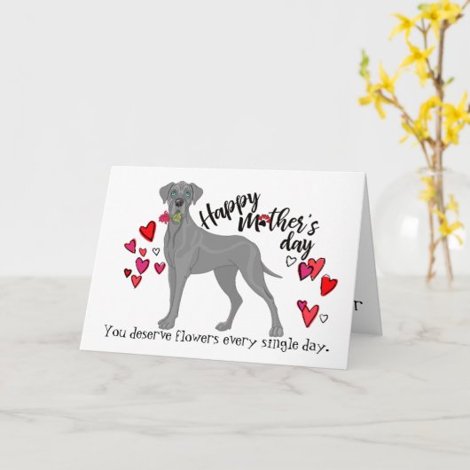Gelukkig Moederdag van uw Great dane Kaart (Gele Bloem)