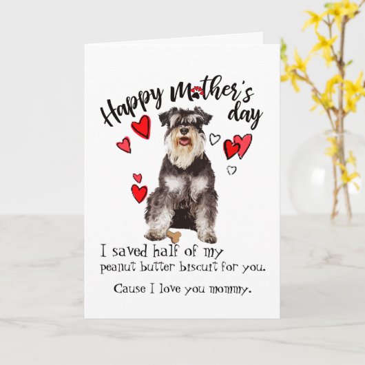 Gelukkig Moederdag van uw MiniatuurSchnauzer Kaart (Gele Bloem)