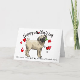 Gelukkig Moederdag van uw Pug Hond Kaart