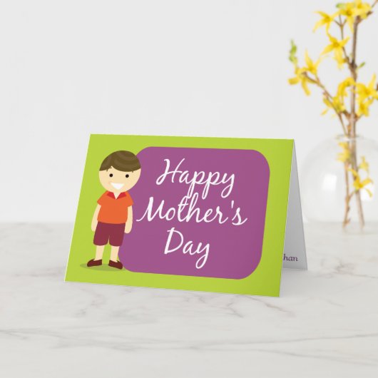 Gelukkig Moederdag van uw zoon Kaart (Gele Bloem)