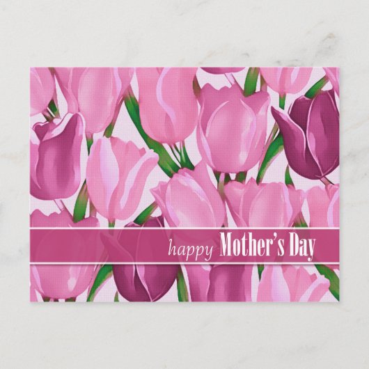 Gelukkig Moederdag. Veertulpschilfers Briefkaart (Voorkant)