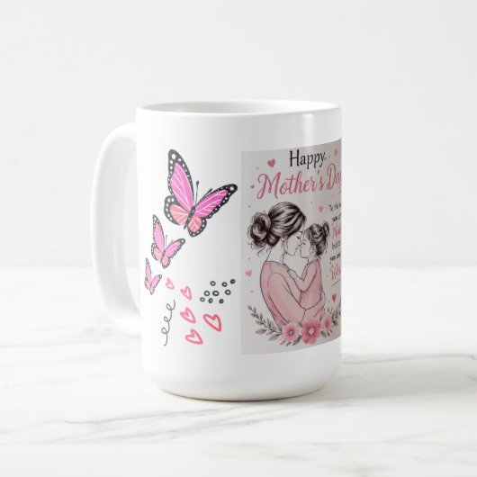 Gelukkig Moederdag Vlindermok Koffiemok (Voorkant links)
