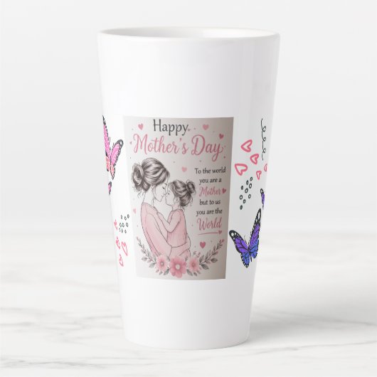 Gelukkig Moederdag Vlindermok Latte Mok (Voorkant)