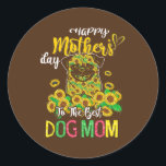Gelukkig Moederdag voor de beste hondenbloemen van Ronde Sticker<br><div class="desc">Fijne Moederdag voor de beste hondenbloemen van de hond. Perfect gift voor je vader,  moeder,  papa,  mannen,  vrouwen,  vriend en familieleden op de dag van de Thanksgiving,  kerstdag,  Moederdag,  vaderdag,  4 juli,  1776 Onafhankelijke dag,  Veteranendag,  Halloween Dag,  Patrick's Day</div>