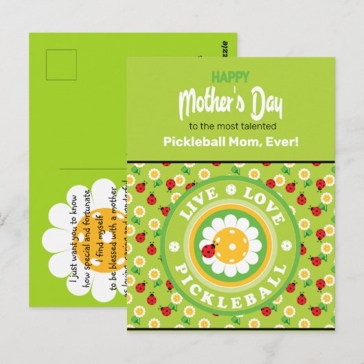 Gelukkig Moederdag voor Pickleball mama, schattig Briefkaart (Voorkant / Achterkant)