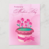 Gelukkig Moederdag. Waterverf Rozen in Pot Briefkaart (Voorkant)