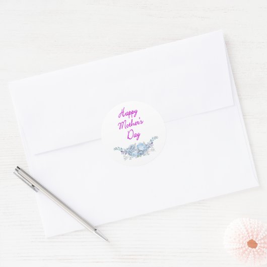 gelukkig moederdag wit ronde sticker (Envelop)