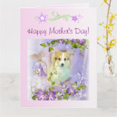 Gelukkig Moederdag Zoete Corgi Kaart (Gele Bloem)