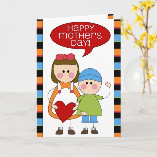 gelukkig moederdag (zoon & dochter) kaart (Gele Bloem)