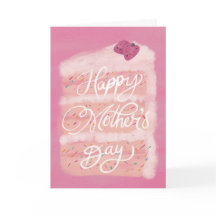 Gelukkig Moedersdag Aardbeientaart Verjaardagskaar